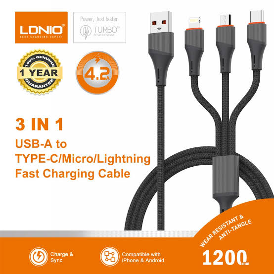 LDNIO 3 IN 1 CHARGING CABLE - Rasmika Fancy