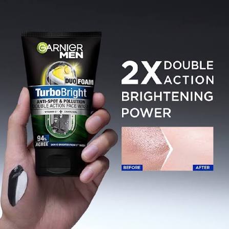 GARNIER MEN TURBO BRIGHT FACE WASH 50G View 4