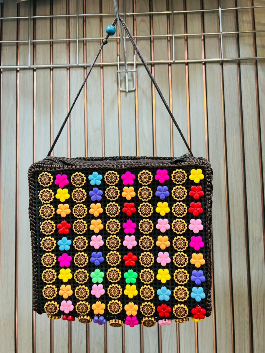 BROWN BUTTON HAND BAG - Rasmika Fancy